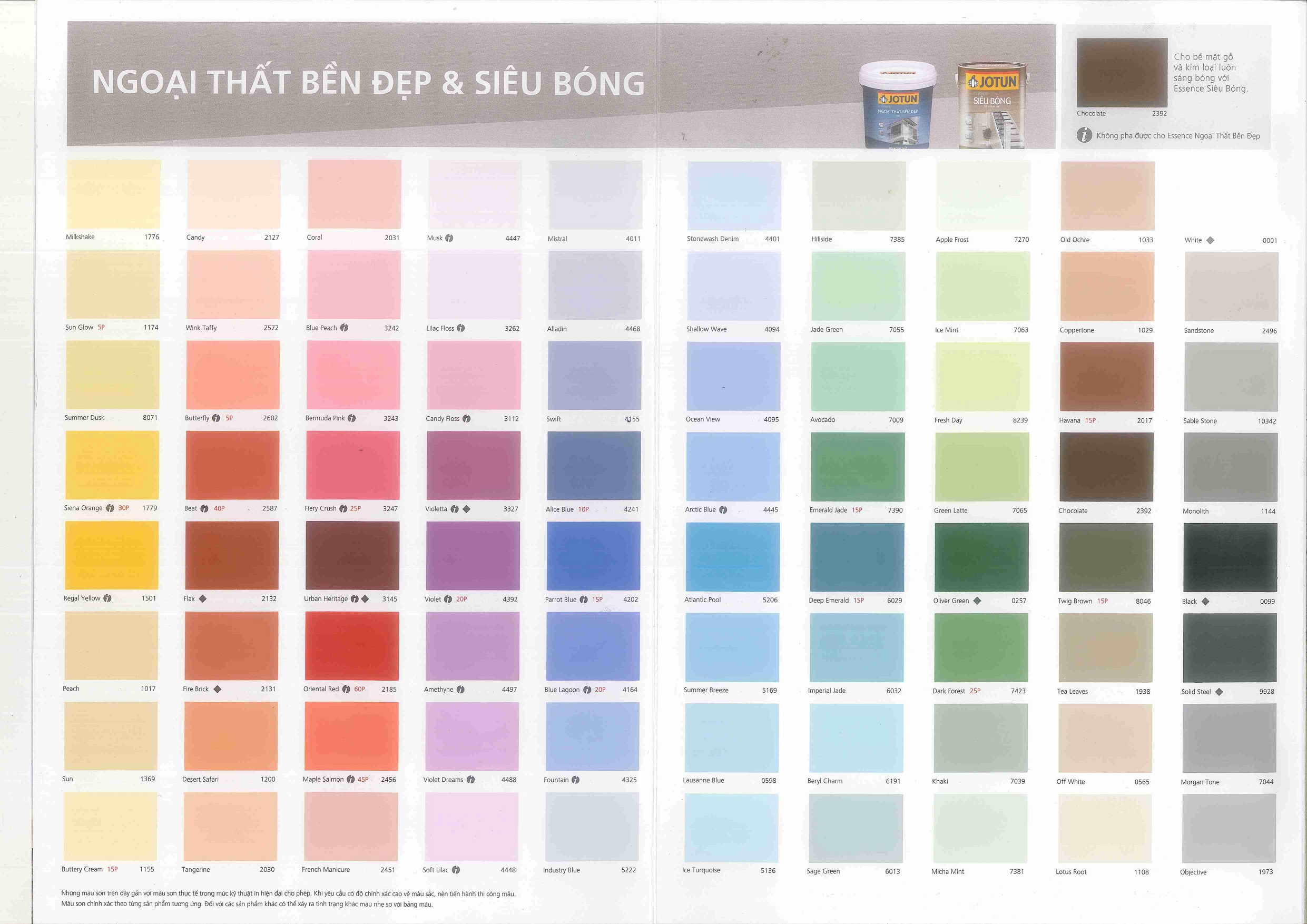 Sơn Jotun bảng màu là giải pháp tuyệt vời cho các dự án trang trí nhà cửa của bạn. Với hàng trăm màu sắc đa dạng và độ bền cao, hãy khám phá bảng màu sơn Jotun ngay hôm nay để chọn cho mình sự lựa chọn hoàn hảo cho không gian sống của mình.